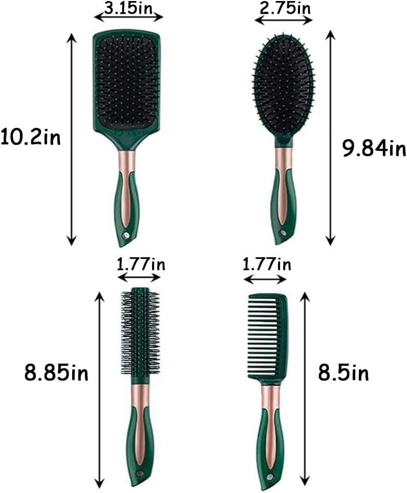 4 Pcs Hair Brush Set Anti Static Massage Oval Comb Round Hair Brush Air Cushion Vent Hair Brush Detangling Paddle Comb Hairbrush for Women Men