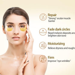 Crystal Collagen 24k Gold Under Eye Gel Pad Face Mask - Pack of 10 - Skin Care, Comfort