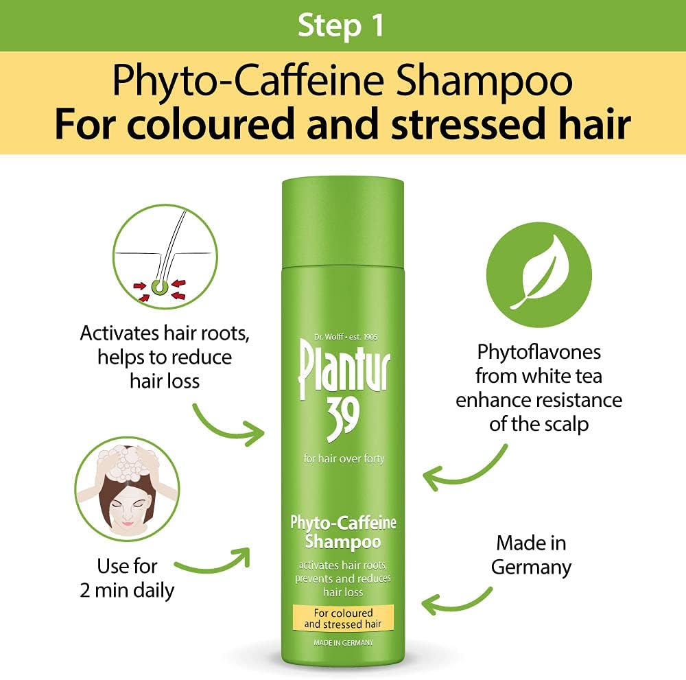 Caffeine Shampoo and Conditioner Set Prevents and Reduces Hair Loss | For Coloured Stressed Hair | Unique Galenic Formula Supports Hair Growth | Set of 250ml Shampoo and 150ml Conditioner