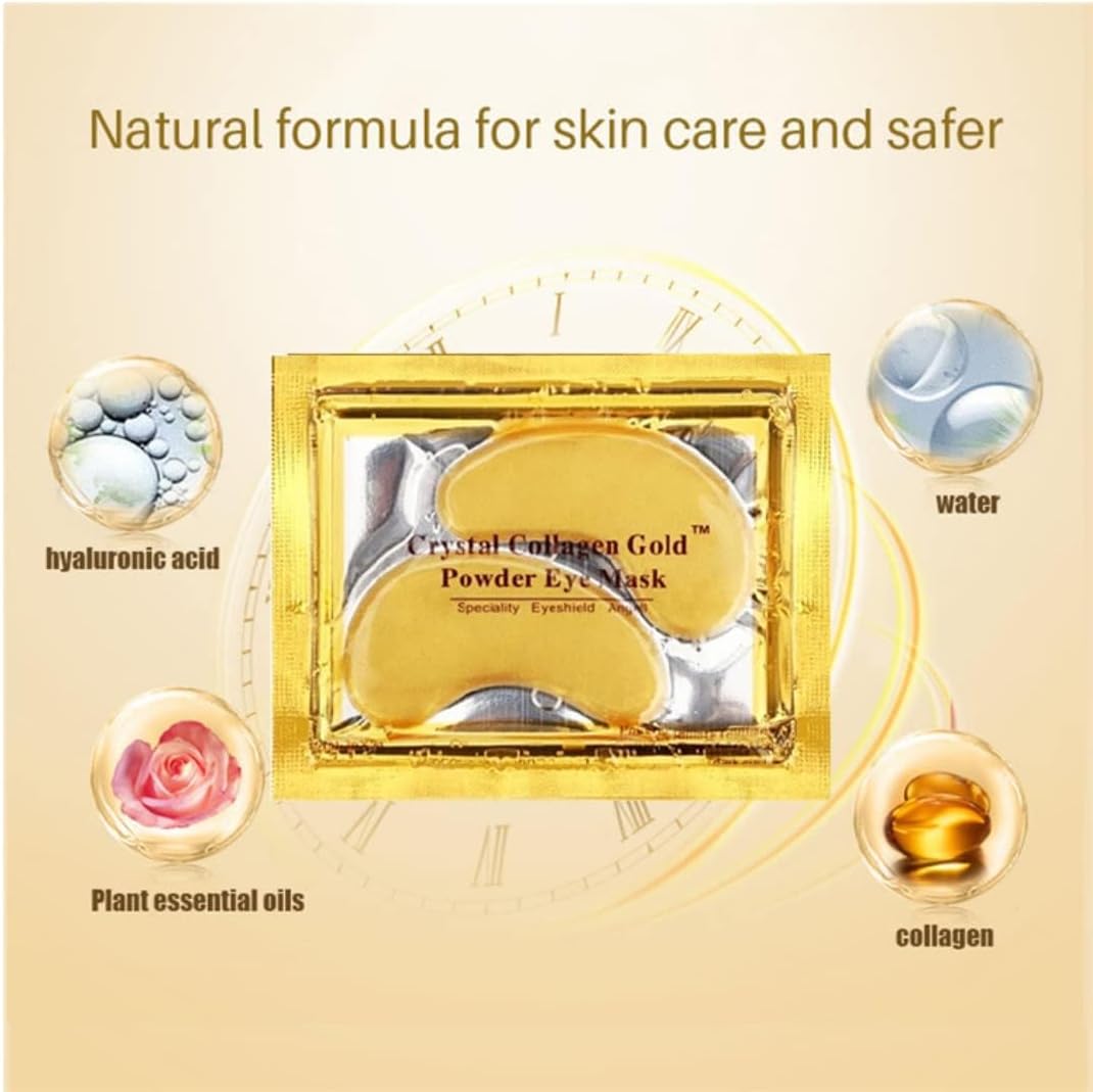 Crystal Collagen 24k Gold Under Eye Gel Pad Face Mask - Pack of 10 - Skin Care, Comfort