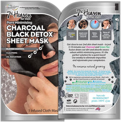 7th Heaven Men's Skin Essentials Gift Set with 4 Face Masks and 1 Set of T-Zone Pore Strips - Includes Black Wash Bag, Exfoliating Body Puff and Grey Sports Towel