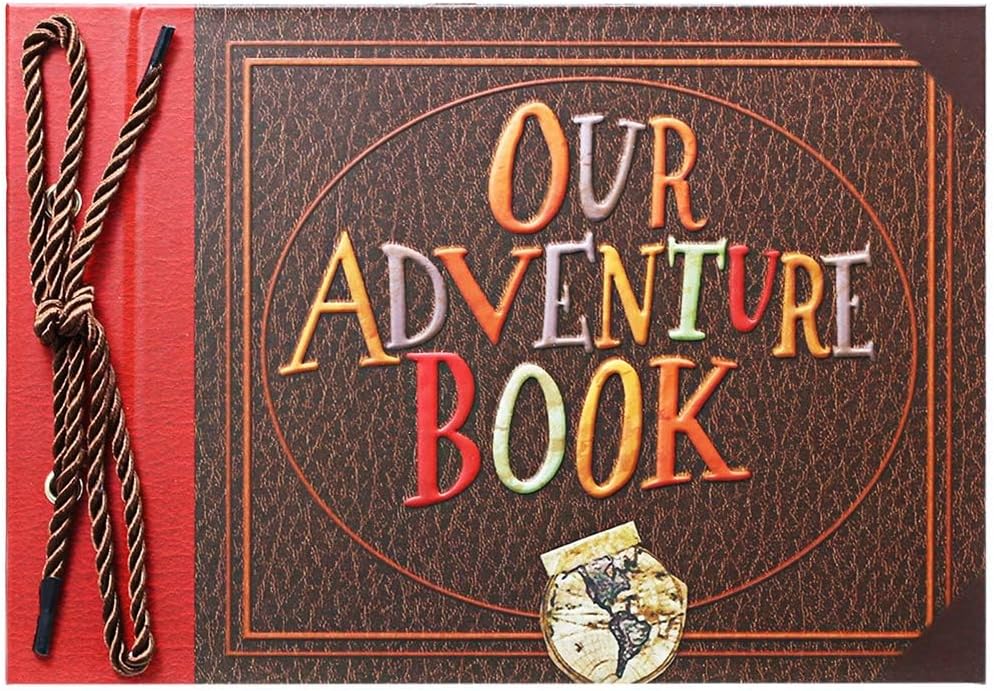 Scrapbook Photo Album,Our Adventure Book Scrapbook, Embossed Words Hard Cover Movie Up Travel Scrapbook for Anniversary, Wedding, Travelling, Baby Shower, etc (Adventure Book) Red