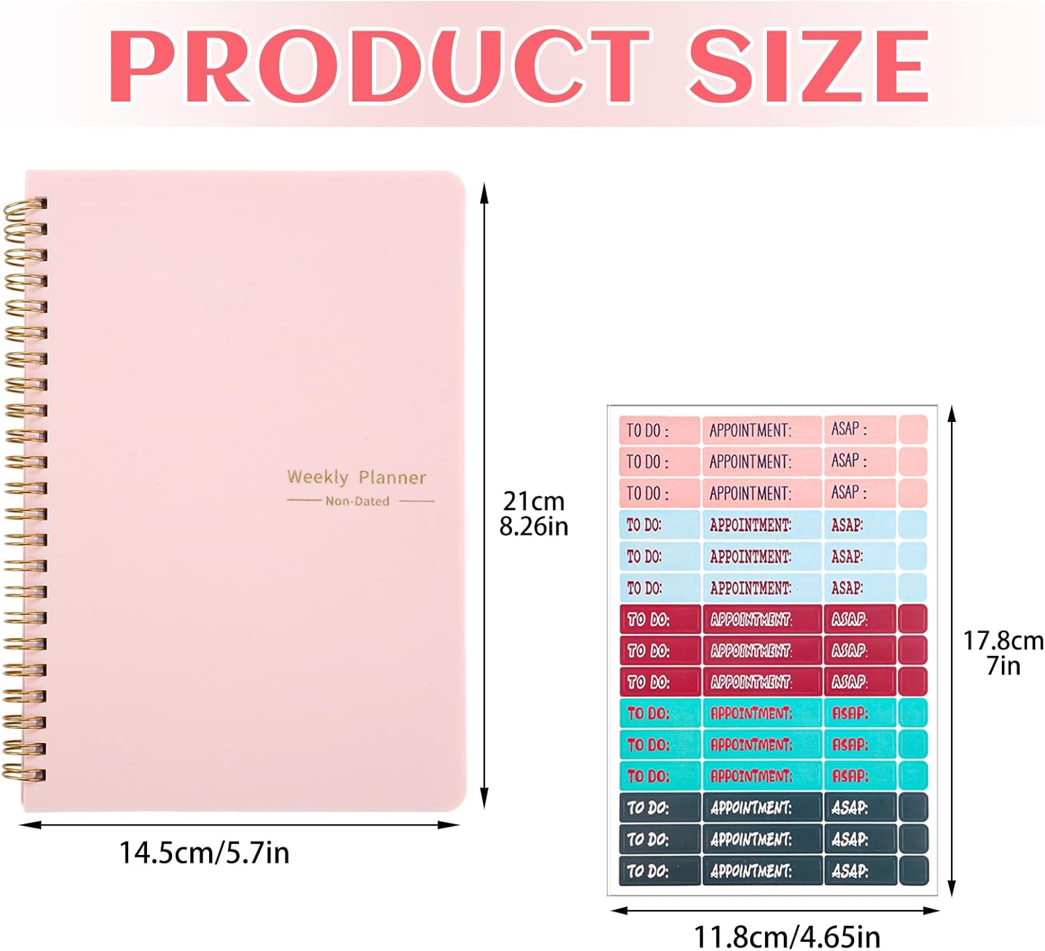 To Do List Notebook, A5 Weekly Planner Undated, Planning Pad Checklist Productivity Organizer 52 Pages for Students, Work, Fitness(Pink)