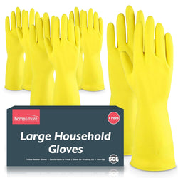 4 Pairs Household Rubber Gloves Large Yellow Large Gloves Washing Up Gloves Large