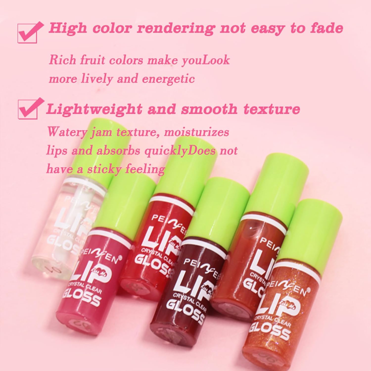 6PCS Big Brush Head Lip Oil set, Ultra-Hydrating & Nourishing, Smooth Glossy Finish Lip Glow Oil, Shiny and Vegan Tinted Lip Gloss, Non-Sticky Formula