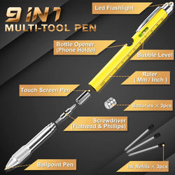 Gifts for Men, Stocking Fillers for Men, 9 in 1 Multi Tool Pen Gadgets for Men, Secret Santa Gifts for Men, Mens Gifts for Christmas, Dad Gifts Mens Gifts, Gifts for Men Who Have Everything