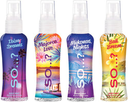 So…? Escapes Womens Gift Set, with Ibiza Dream, Bali Breeze, Mykonos Nights & Majorca Love, Fragrance Spray Set