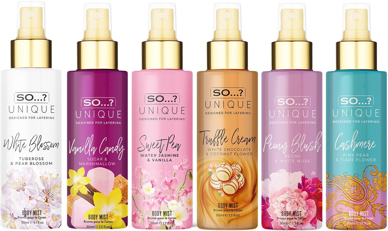 So…? Unique Grande Womens Mini Mist Gift Set, Body Mist Fragrance Spray (6x50ml)