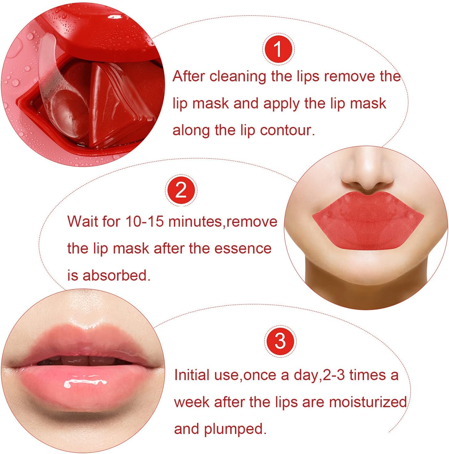 20Pcs Cherry Lip Masks in Case,Nourishing Lip Balm,Lip Plumping Serum for Dry Lips,Collagen Lip Sleep Masks Anti-Wrinkle Anti-Aging Hydrating Lip Care Pad Plump Your Lips Enhancement Skin Care