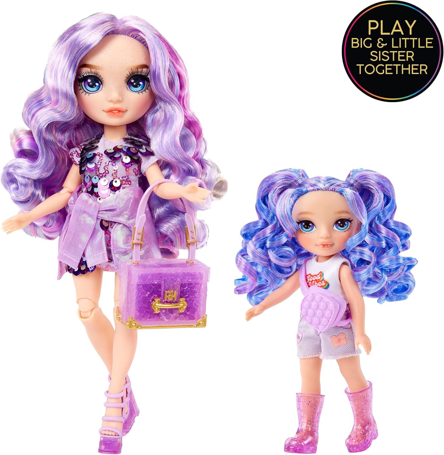 Rainbow High Littles - Amethyst Willow - Small, Posable Fashion Doll – Purple 14 cm Tall Doll with Purse and Magical Pet Dog - Suitable for for Kids and Collectors