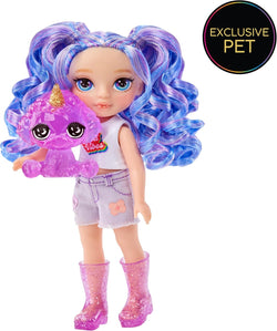 Rainbow High Littles - Amethyst Willow - Small, Posable Fashion Doll – Purple 14 cm Tall Doll with Purse and Magical Pet Dog - Suitable for for Kids and Collectors