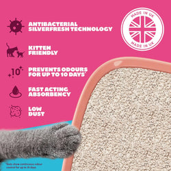 Non-Clumping Cat Litter (20L Bag) - Antibacterial Silverfresh Technology, Prevents Odours for up to 10 Days, Made in the UK