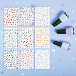 Christmas Nail Stickers Over 1400 for Children, Kids, Adults - 18 Sheets Self Adhesive Xmas Nail Art Decal Decoration Accessories - Gold, Silver Foil, Snowflake, Reindeer, Santa